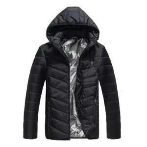 Sidiou Group Winter USB Digital Charging and Heating Men's Jacket Polyester Fiber Hooded
