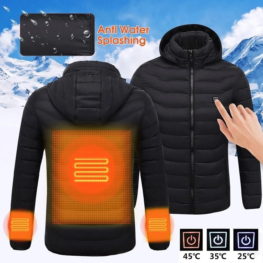 Sidiou Group Winter USB Digital Charging and Heating Men's Jacket Polyester Fiber Hooded