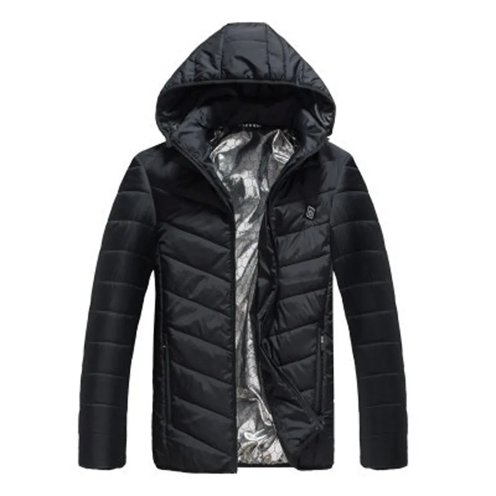Sidiou Group Winter USB Digital Charging and Heating Men's Jacket Polyester Fiber Hooded