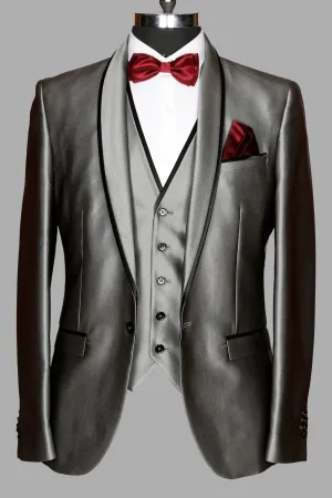 Silver Textured Designer 3pcs Suit