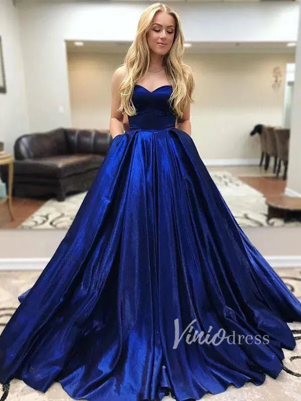 Simple Strapless Burgundy Prom Dresses with Pockets FD1376