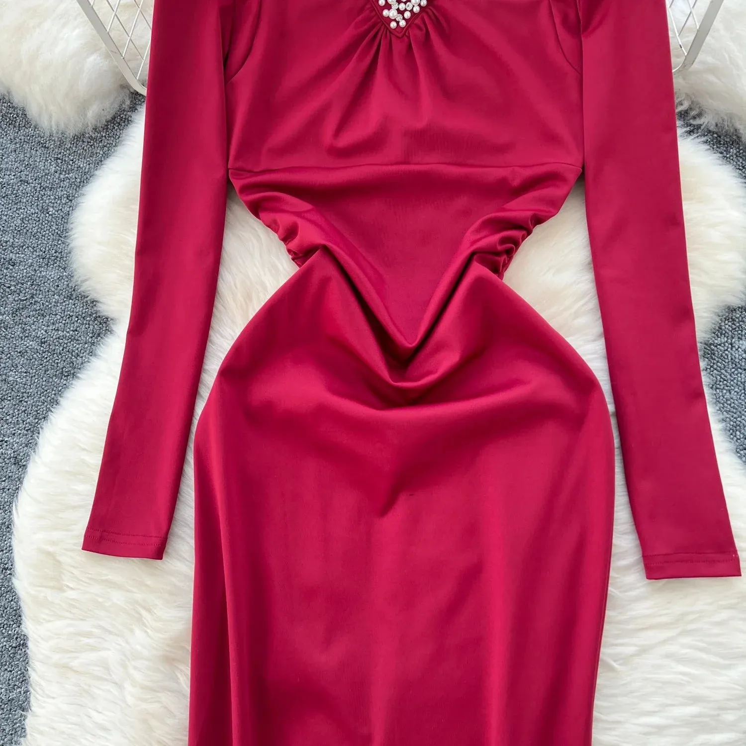Slim Mermaid DressesVintage Halter Square Neck Elegant Long Sleeve Elegant Diamonds High Quality