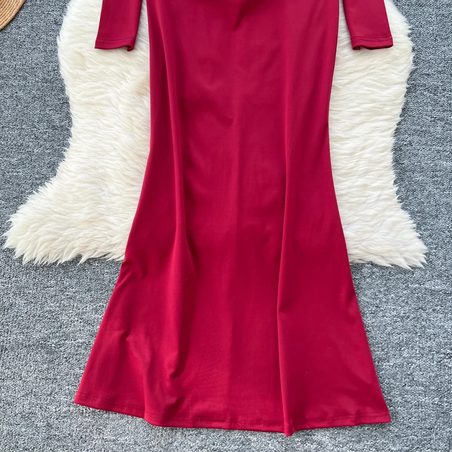 Slim Mermaid DressesVintage Halter Square Neck Elegant Long Sleeve Elegant Diamonds High Quality