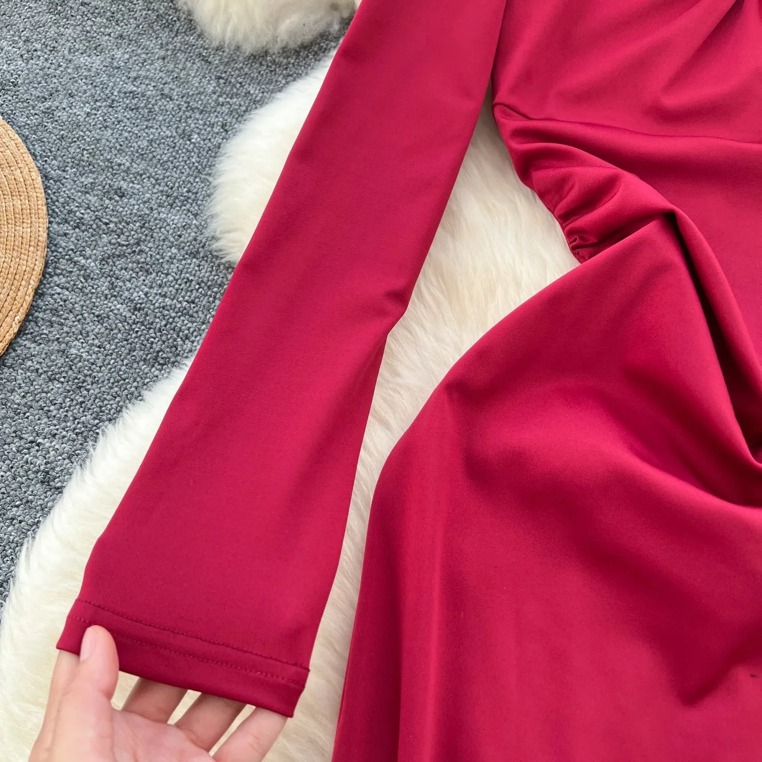 Slim Mermaid DressesVintage Halter Square Neck Elegant Long Sleeve Elegant Diamonds High Quality