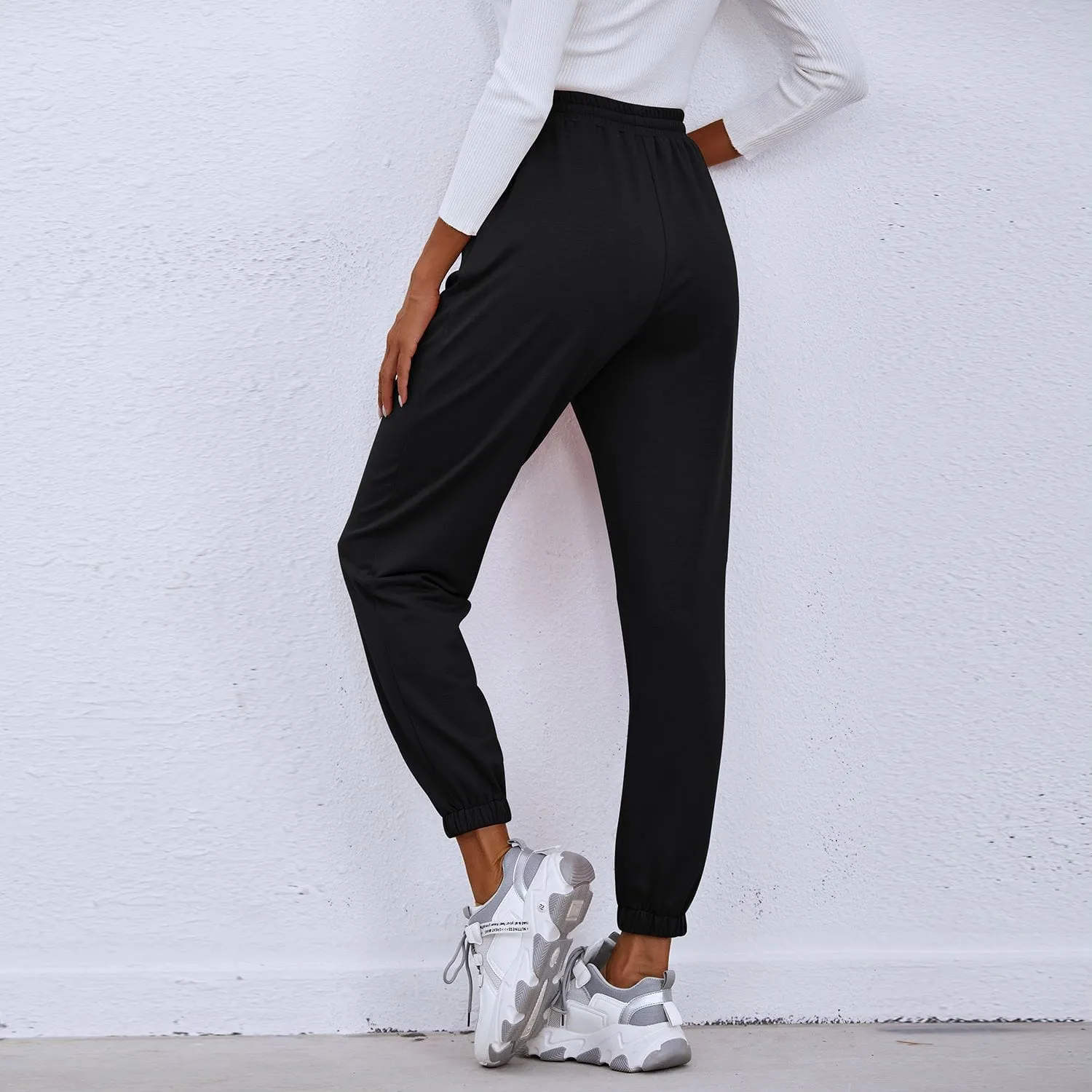 Solid Drawstring Waist Joggers