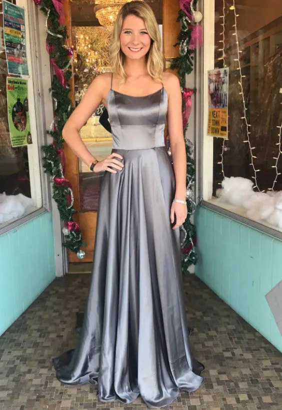 Spaghetti Straps Simple Prom Dresses Hunter Cheap Prom Dress/Evening Dress SED398