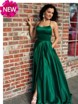 Spaghetti Straps Simple Prom Dresses Hunter Cheap Prom Dress/Evening Dress SED398