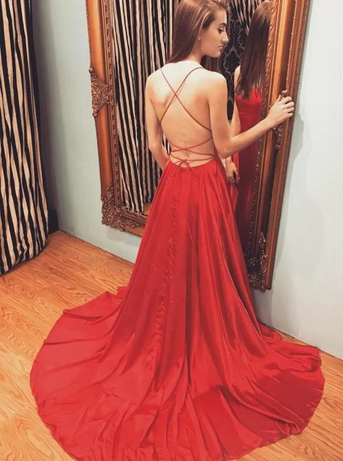 Spaghetti Straps Simple Prom Dresses Hunter Cheap Prom Dress/Evening Dress SED398