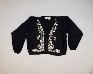Stitched Poinsettias-Small Christmas Sweater