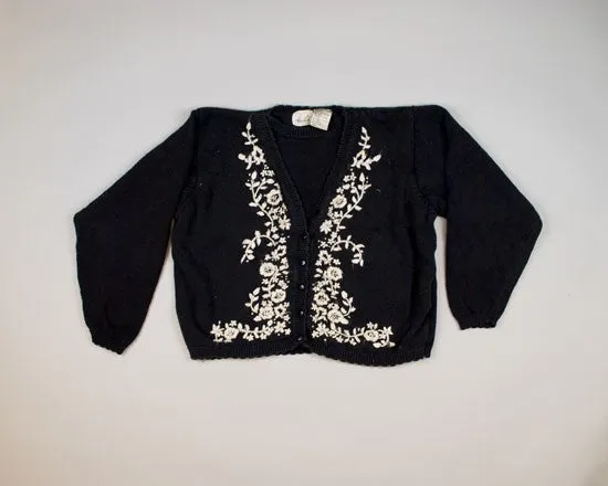Stitched Poinsettias-Small Christmas Sweater