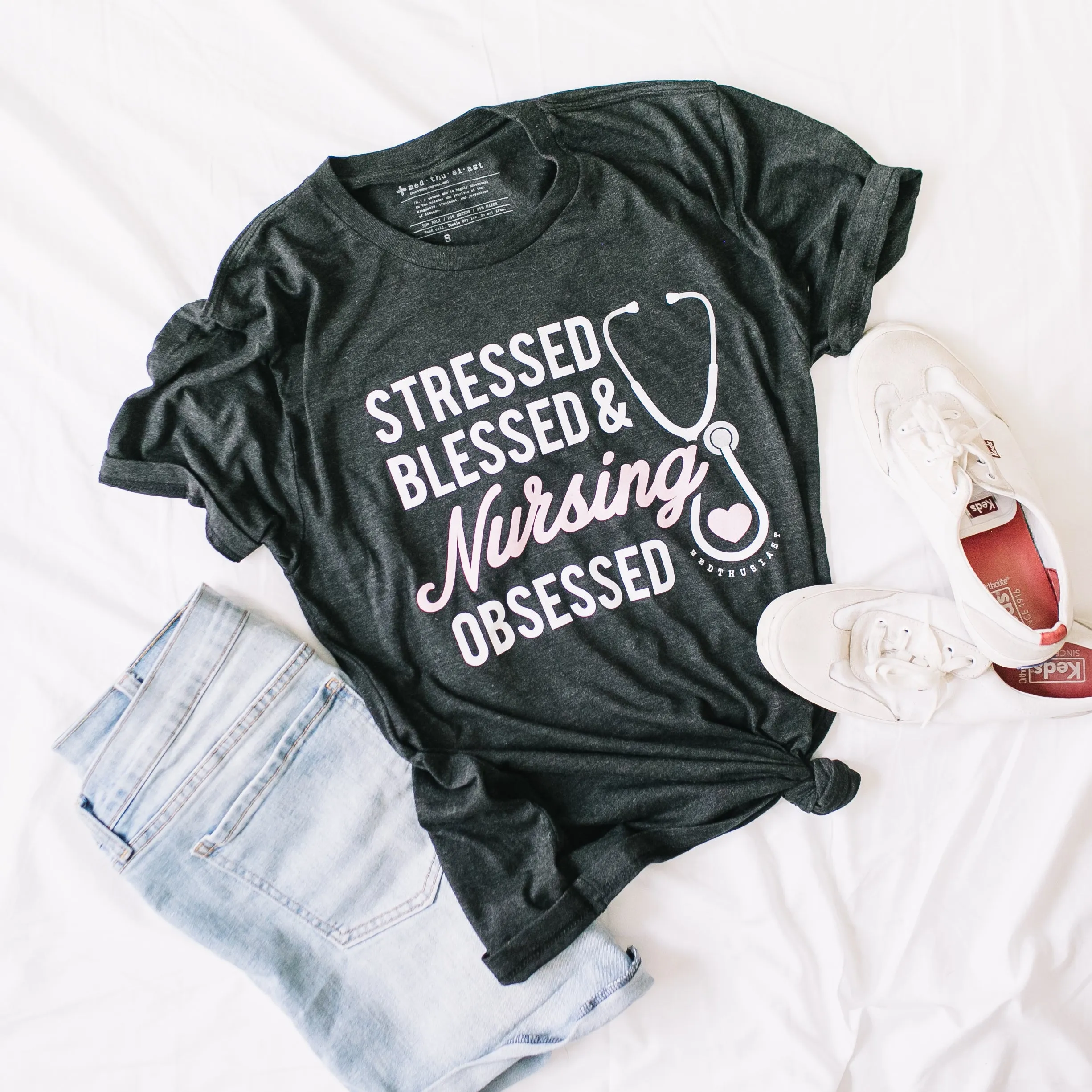 Stressed, Blessed, & Nursing Obsessed Tee - FINAL SALE