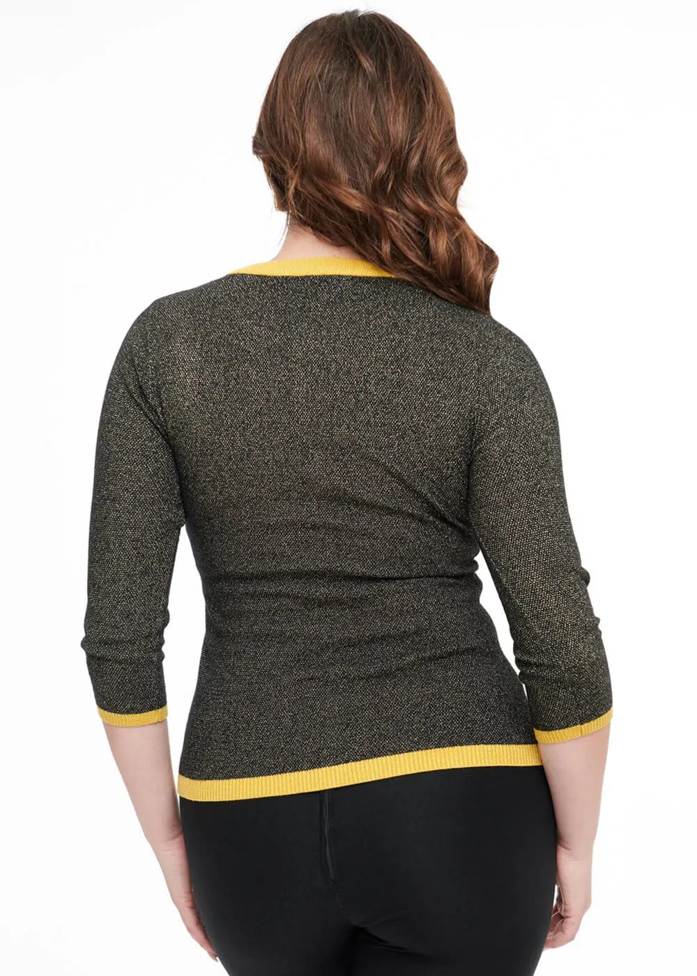 Unique Vintage Bookworm Peacock 40's Cardigan Black Gold