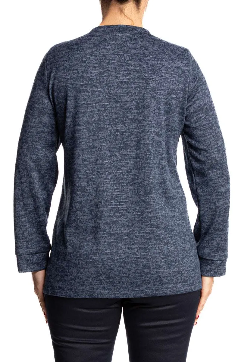 Women's Navy Cardigan Button Front with Pockets Made in Canada
