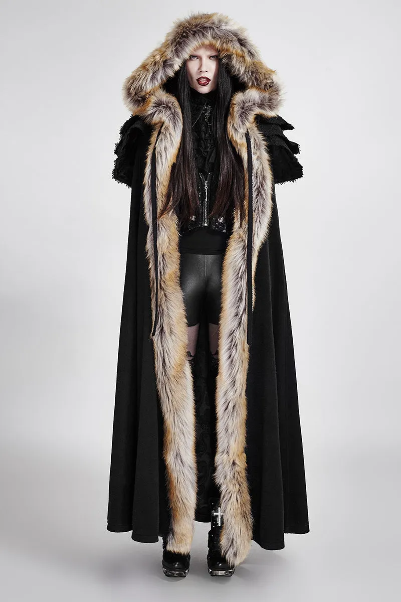 Y-673 Long Cloak Gothic Trench Coats With Excellent Wool Collar