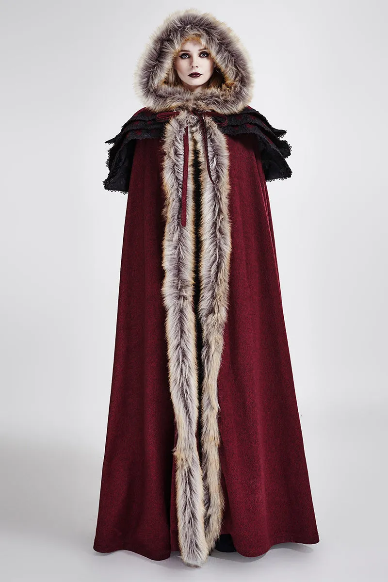 Y-673 Long Cloak Gothic Trench Coats With Excellent Wool Collar