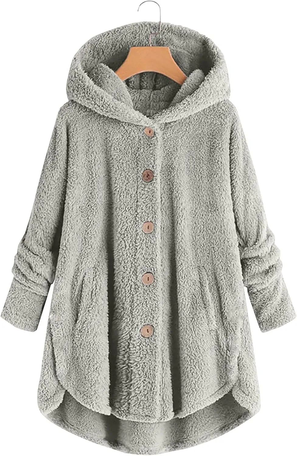 YRAETENM Womens Fuzzy Fleece Sherpa Hoodies Oversized Warm Winter Coats Soft Button down Long Jackets Cardigan with Pockets